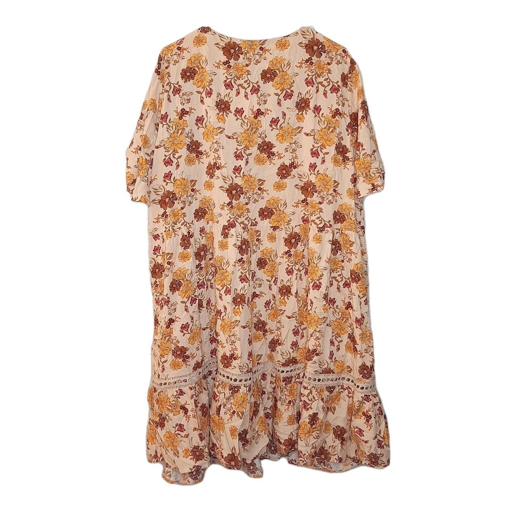 NEW Rusttydustty Dress Orange Women Size Plus 1XL Bohemia Crush Floral - Picture 9 of 11
